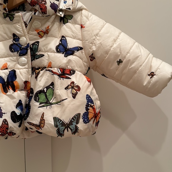 Infant Girl’s Lined Butterfly Puffer Coat Sz 6 months - Picture 6 of 16